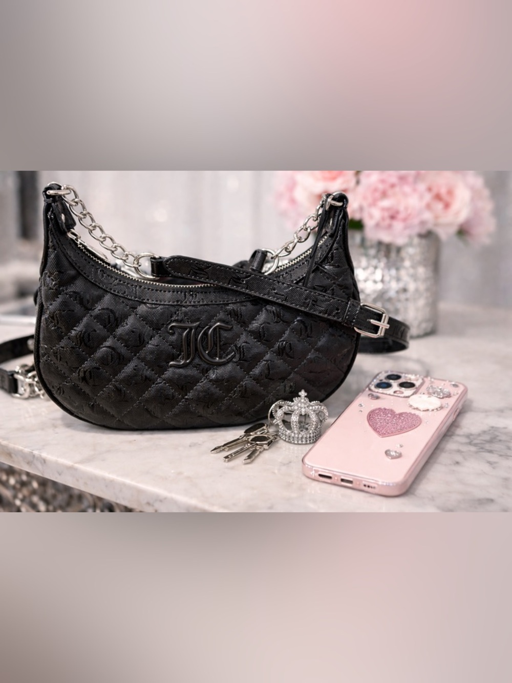 Juicy Couture Isn’t She Lovely Quilted Logo Purse with JC emblem Y2K Rare